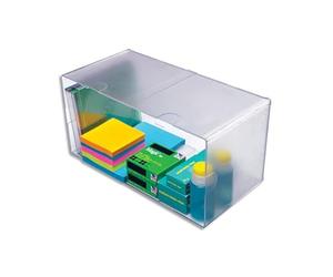DEFLECTO Cube Double Transparent en polystyrène, système modulable - 30,5 x 15,3 x 15,3 cm