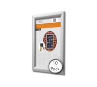 Deflecto Lot de 10 Cadres à Clipser A5 Muraux en Aluminium Argenté - Porte-Affiches Professionnels & Supports Signalétiques Faciles à Installer pour Bureau, Magasin & Restaurant