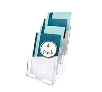 Deflecto Lot de 4 Porte-documents A5 Portrait 4 Niveaux - Présentoir Incliné Multi-Poches pour Magazines/Brochures