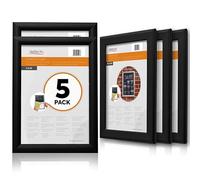 Deflecto Lot de 5 cadres à clipser A3 - Élégant cadre en aluminium noir pour affichage mural - Support pour certificat et affiche avec clips d'ouverture à l'avant