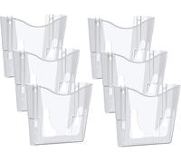 Deflecto Lot de 6 Corbeilles Murales Transparentes A4 - Porte-Documents Mural Rigide - Support Présentoir A4 Vertical & Horizontal - Organiseur de Bureau Gain de Place avec Kit de Fixation