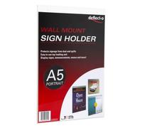 Deflecto Support mural pour panneau A5 en plastique transparent durable avec cha