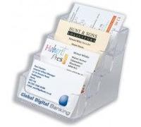 Deflecto Tier Business Card Holder Desktop 4 Pockets Clear Ref De70841