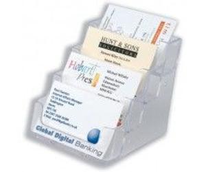 Deflecto Tier Business Card Holder Desktop 4 Pockets Clear Ref De70841