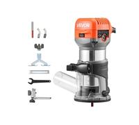 VEVOR Affleureuse 710 W Défonceuse Compacte 6 Vitesses Variables pour Travail du Bois, Finition, Bricolage, avec Démarrage Progressif, Base Fixe, Capot d'Aspiration Poussière, Guide Parallèle, Filaire