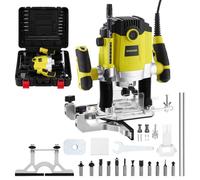 Défonceuse à Bois 1800W 10000-26000RPM avec Boîte en Plastique DEWINNER, Défonceuse Affleureuse électrique avec Set de 12 fraises à défoncer, 3 Pinces de 6/8/12 mm,7 Vitesses Variables