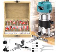 Défonceuse à bois électrique 800 W 30000 tr/min, outil de coupe pour sculpture sur bois de 6,35 mm, outil + ensemble 15 pcs