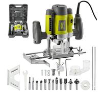 Défonceuse affleureuse électrique 1200 W, DEWINNER à bois 16000-30000 RPM profession fresatrice plastifieuse avec set de 12 fraises,6 vitesses, réglage de la profondeur de fraisage