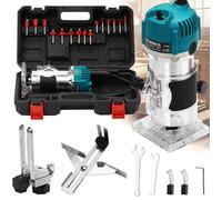 Défonceuse Affleureuse Électrique - 800W 30000RPM - Affleureuse à Bois - mandrin 6,35 mm -Base transparente -15 fraises