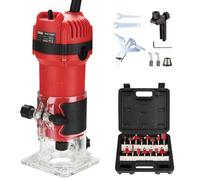 Défonceuse Affleureuse Électrique 800W 31000 RPM, Affleureuse à Bois Avec 15 Fraises à Défoncer Queue de 1/4"", Base Fixe Mèches