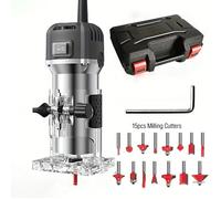 Défonceuse affleureuse Électrique 800W 33000 RPM - 6 Vitesses Réglables avec Accessoires et Boite en Plastique, Pour Sculpture Bois