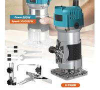 Défonceuse Affleureuse Électrique 800W Défonceuse à bois 30000 RPM, fraisage pour sculpture sur bois 1/4"" mandrin 6,35mm 15 fraises