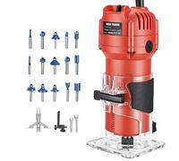 Défonceuse Affleureuse Électrique à Bois 800W 30000 tr/min, Routeur Affleureuse avec Coffret de 15 Fraises à Défoncer Queue de 1/4" pour Travail du Bois