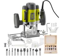 Défonceuse affleureuse électrique, Dewinner à Bois 1200W, profession plastifieuse avec Accessoires Coffret de 12 Fraises à défoncer