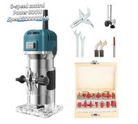 Défonceuse Affleureuse Électrique - six vitesses - 30000RPM 800W - Défonceuse à bois - mandrin 6,35mm - Cordon d'alimentation 1,4 m