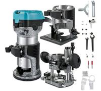 Defonceuse Electrique 710 W Affleureuse à Bois Avec 3 Bases Fixe Inclinable Plongeante, 13000-33000 Tr/min Outil Menuiserie De Routeur Meches 6 Mm+8 Mm Pour Rainurage Formage Sculpture Du Bois - Vevor