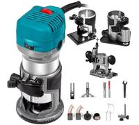 VEVOR Défonceuse Électrique 710 W Affleureuse à Bois avec 4 Bases Fixe+Inclinable+Plongeante+Décalée, Routeur Vitesse Variable 10000-30000 tr/min avec Pince pour Rainurage Formage Sculpture du Bois