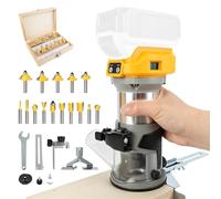 Défonceuse sans fil compacte défonceuse pour Dewalt 18/20 V, 800 W sans balais avec 6 vitesses 30 000 tr/min avec 15 fraises de 1/4" (sans batterie)