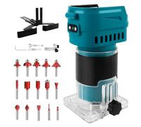 Défonceuse sans fil compatible avec batterie Makita 18 V, 850 W, 30 000 tr/min, coupe-bois sans balais à 6 vitesses pour le travail du bois, avec 15 fraises 1/4" (sans batterie)