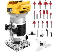 Défonceuse sans fil Compatible Dewalt 1300W - Moteur sans balais, 6 vitesses, guide et 15 fraises