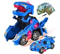 Déformation voiture,Voiture Dinosaure Enfant Jouet Garcon pour Garcon 4 5 6 7 8 Ans Switch and Go Dino avec Musique et éclairage