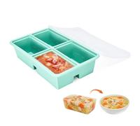 Defresit Plateau de congélation extra large en silicone avec couvercle, bac à soupe, congélateur, bac à glaçons pour stocker et congeler la soupe, le bouillon, la sauce et la glace. Bleu (Vert)