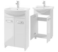 .Deftrans Armoire de Salle de Bain avec lavabo 85 x 50 x 40 cm - Meuble de Salle de Bain à Poser et Meuble Bas - Laqué - Ensemble élégant avec lavabo en céramique
