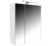 .Deftrans - Armoire de salle de bain avec miroir - 60 x 70 cm - Avec éclairage LED - Armoire suspendue - Blanc brillant - Armoire de salle de bain moderne