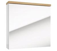 .Deftrans Armoire de salle de bain avec miroir suspendu - 60 x 60 cm - Blanc brillant - Armoire de salle de bain avec espace de rangement - Blanc moderne