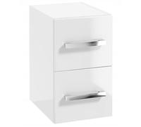 .Deftrans - Armoire de salle de bain - Blanc brillant - 30 x 40 x 50 cm - Armoire de salle de bain étroite avec 2 tiroirs - Armoire murale de rangement