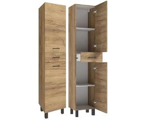 Deftrans Armoire de Salle de Bain Debout en Chêne Étroit, 169 cm x 35 cm, Meuble en Bois