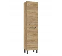 .Deftrans Armoire de salle de bain haute debout 170 cm - Armoire de salle de bain étroite 40 x 30 cm avec 4 compartiments, chêne artisanal, meuble de salle de bain, meuble de rangement haut et peu