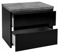 .Deftrans Armoire de salle de bain, noire, 80 x 50 cm, à suspendre, avec plateau, meuble de lavabo, moderne, meuble de salle de bain avec espace de rangement