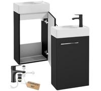 .Deftrans Domodomo - Armoire de salle de bain avec lavabo - 40 x 60 x 21,3 cm - Ensemble de lavabo en céramique - Armoire murale pour petite salle de bain - Armoire suspendue avec lavabo pour la salle