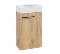 .Deftrans Domodomo - Armoire de salle de bain avec lavabo - 40 x 68 x 21,3 cm - Ensemble de lavabo en céramique - Armoire murale pour petite salle de bain - Bois sans robinet de lavabo