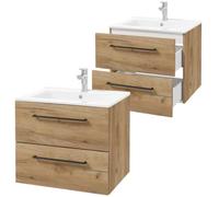 .Deftrans Deftrans Domodomo - Armoire de salle de bain avec lavabo - 60 x 50 x 46,5 cm - Meuble bas en chêne pour lavabo - Meuble suspendu pour salle de bain - Ensemble de lavabo en céramique
