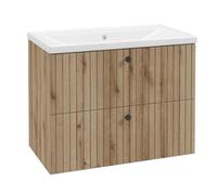 .Deftrans Domodomo - Armoire de salle de bain avec lavabo - 80 x 46 x 64 cm - Chêne - Meuble de salle de bain suspendu - Meuble sous-lavabo avec tiroirs