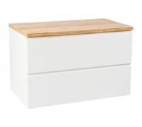 Deftrans Domodomo - Armoire de salle de bain avec plateau - 80 x 50 x 45,8 cm - Blanc - Suspendue pour lavabo - Plateau en chêne