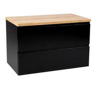 Deftrans Domodomo - Armoire de Salle de Bain avec Plateau et Support en Chêne - 80 x 50 x 45,8 cm - Noir - Murale pour Lavabo