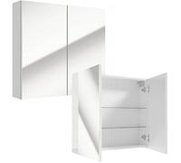 .Deftrans Domodomo - Armoire de salle de bain murale blanche avec miroir - Armoire à miroir - Armoire de salle de bain étroite montée au mur - 3 étagères - Meuble de salle de bain (65 x 60 cm)