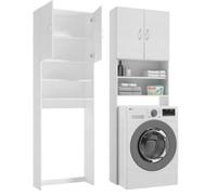 .Deftrans Katania Armoire superposée pour machine à laver avec deux portes 64 x 189 x 25 cm Armoire stratifiée blanche pour machine à laver