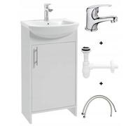 Deftrans Lavabo avec Meuble Bas 46,5 x 24,5 x 84 cm - Blanc avec Robinet 45 cm