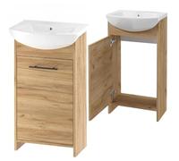 DomoDomo lavabo avec meuble sous vasque 46,5 x 24,5 x 84 cm - lavabo avec meuble sous vasque, lavabo pour WC invités avec meuble sous vasque 45 cm - Ensemble de meubles de salle de bain en bois
