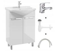 .Deftrans Deftrans Lavabo avec meuble sous-vasque, 60 x 85 x 43,5 cm, avec meuble bas et robinet de lavabo, lavabo pour invités avec meuble bas 60 cm, blanc