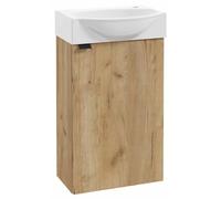 .Deftrans Lavabo WC avec meuble bas - 69 x 40 x 21,3 cm - Petit meuble sous vasque - Meuble de toilette en chêne - Meuble pour invités