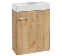 .Deftrans Lavabo WC pour invités avec meuble bas 50 x 70 x 23 cm - Petit meuble sous-vasque - Meuble sous-vasque avec meuble bas en chêne Craft