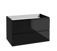 .Deftrans Meuble de lavabo suspendu avec tiroirs - Noir - 80 x 50 x 46 cm - Meuble sous-lavabo - Meuble mural sans plateau de lavabo