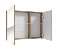 Deftrans Meuble de salle de bain avec miroir 60 x 80 cm chêne evoke et étagères en verre Rietti, meuble médical de salle de bain, ensemble de meubles en chêne