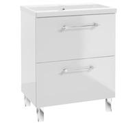 .Deftrans - Meuble sous lavabo 80 cm debout - Lavabo avec meuble bas blanc brillant - Meuble de salle de bain avec meuble bas et tiroirs - Meuble de salle de bain pour salles de bains modernes - 80 x