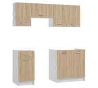 .Deftrans Trans - PAL Lot de 5 unités de Cuisine en chêne ou Blanc - Meuble sous-évier et Meuble Mural (chêne)